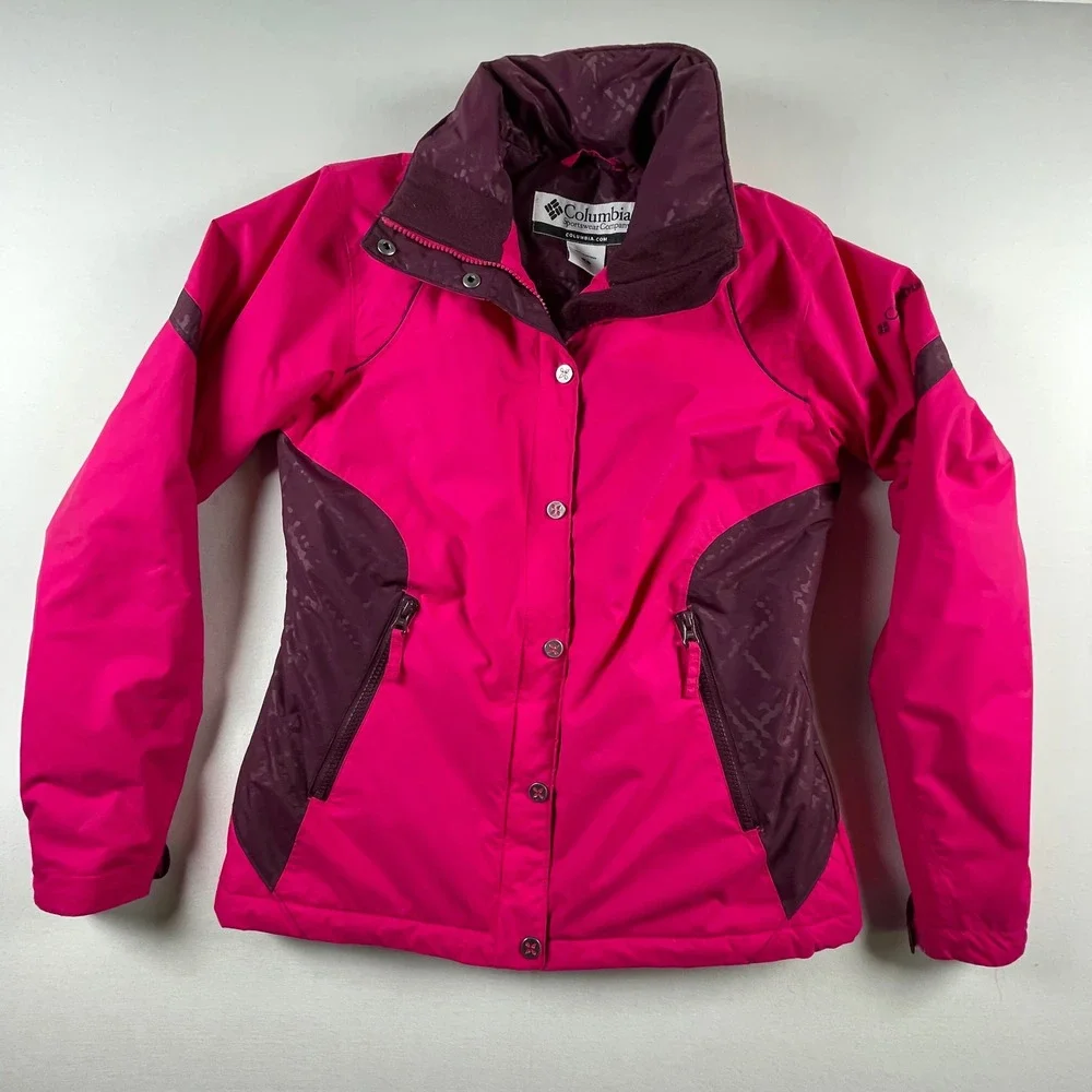 Columbia Womens Waterproof Winter Ski Jacket Pink Purple Insulated Small‎ Flaw